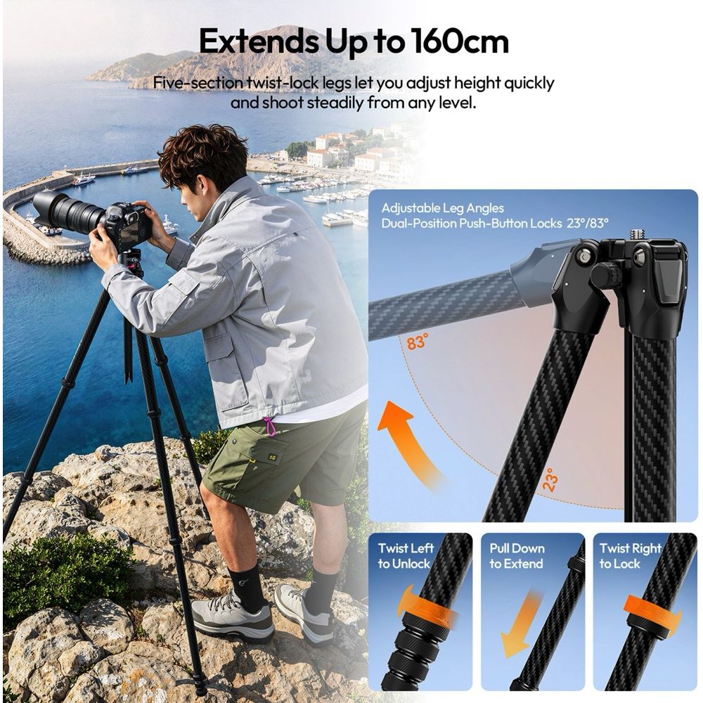 Ulanzi TZ01 Versatile 2 in 1 Carbon Fiber Tripod