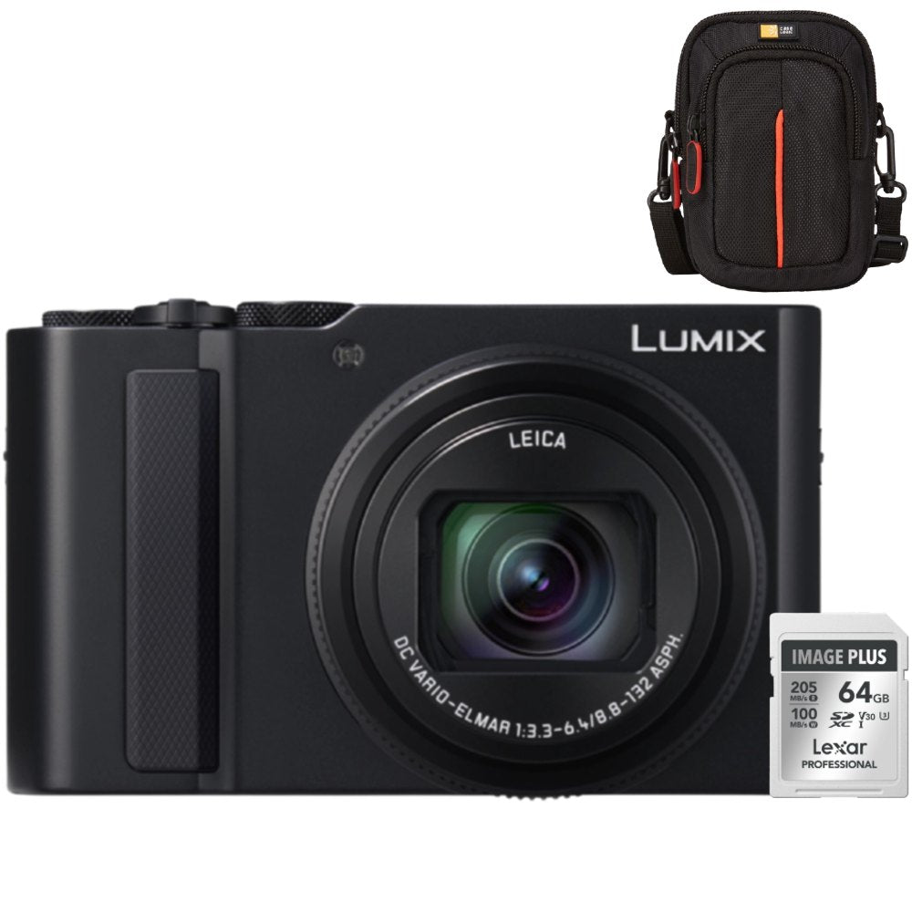 Panasonic Lumix DC-TZ300 - Black + Lexar 64GB SDXC + Case Logic DCB-313