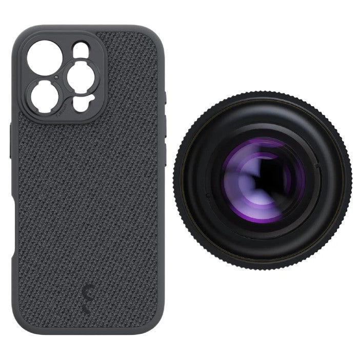 ShiftCam iPhone 16 Pro Case Dark Grey Fabric + LensUltra 16mm Wide angle