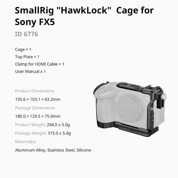 SmallRig 6776 "HawkLock" Cage for Sony FX5