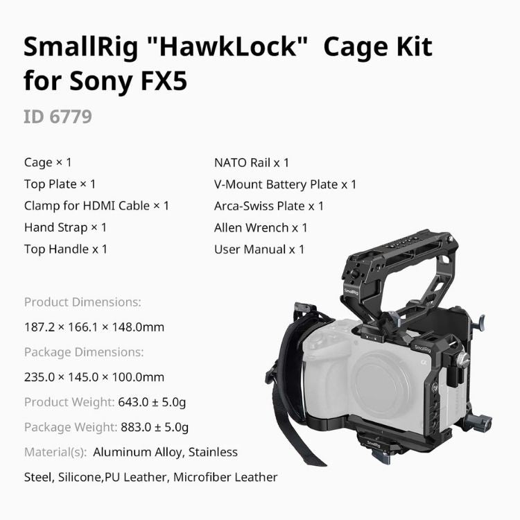 SmallRig 6779 "HawkLock" Cage Kit with V-mount Plate for Sony FX5