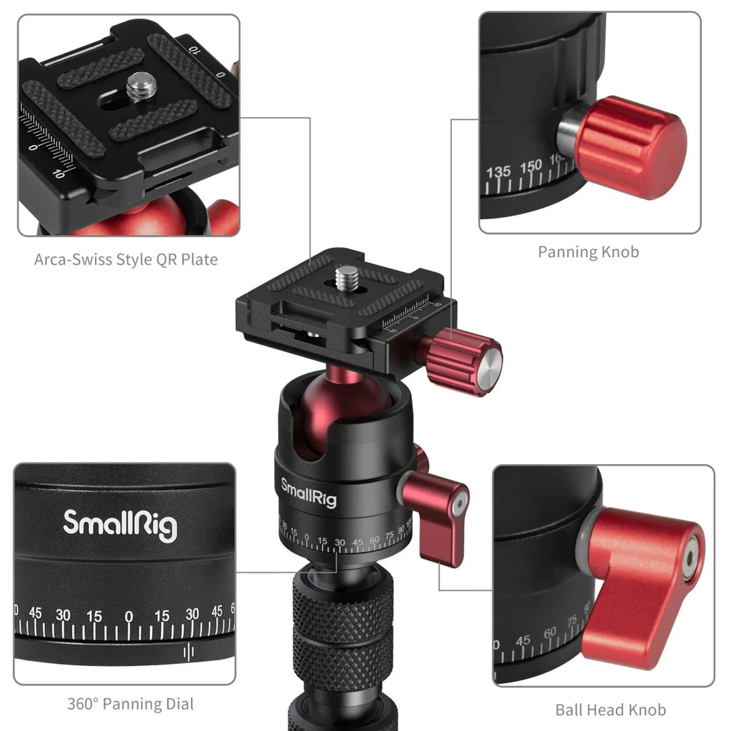 SmallRig 6397 Monopod with Triple Ground Spikes and Ball Head