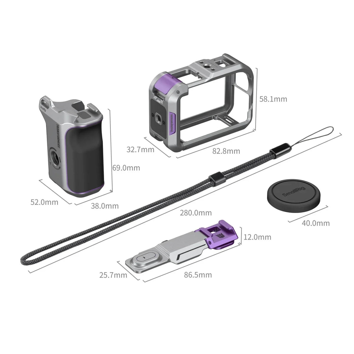 SmallRig 6367 Modular Street Photography Cage Kit for DJI Osmo Action 6 (Megatron Edition)