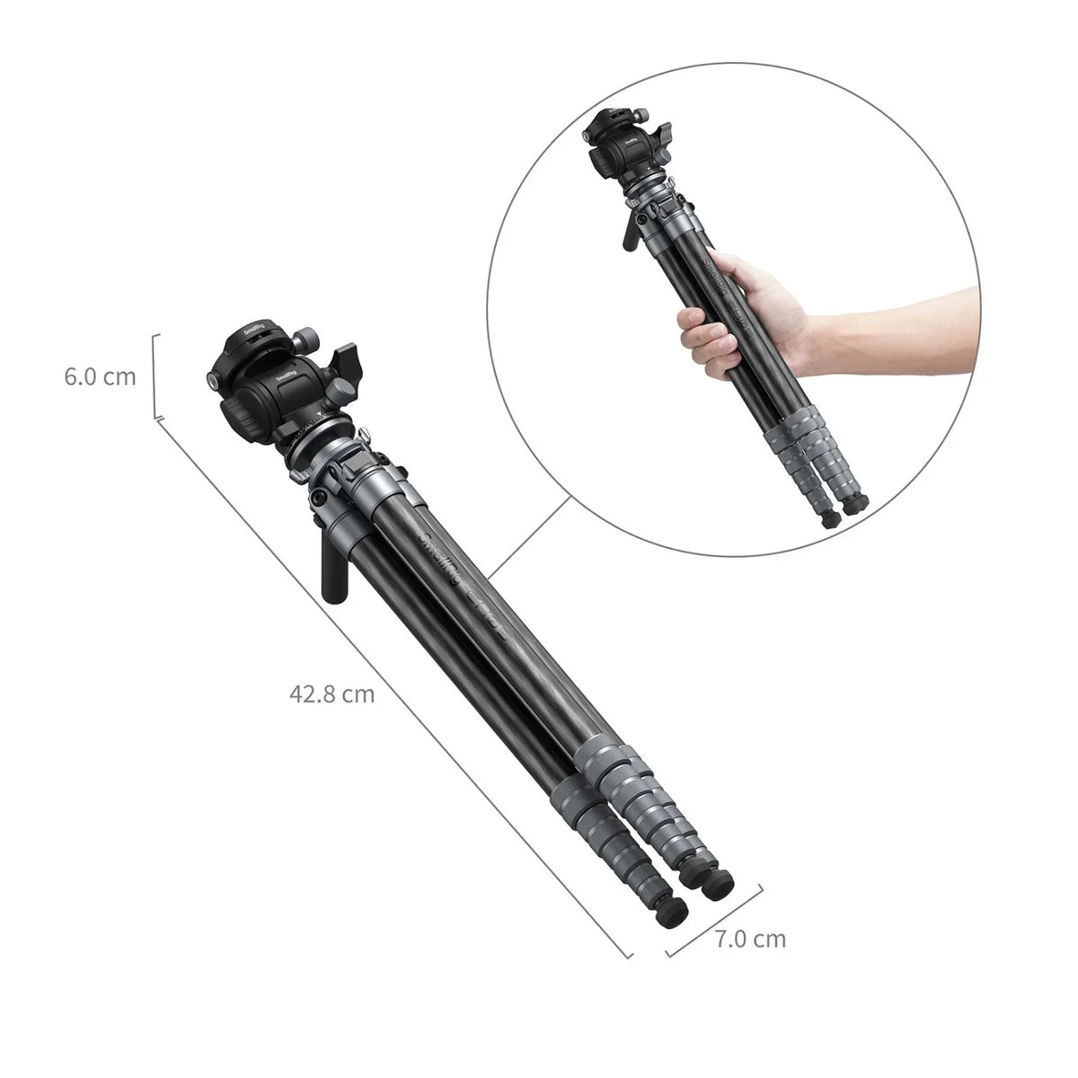 SmallRig 6599 Ultra-Light Travel Carbon Fiber Tripod for Video