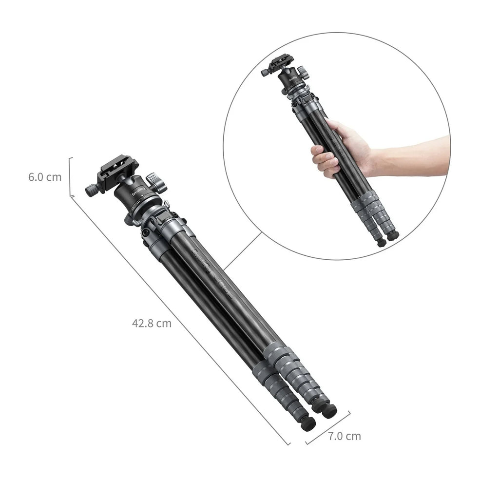 SmallRig 6598 Ultra-Light Travel Carbon Fiber Tripod for Photography