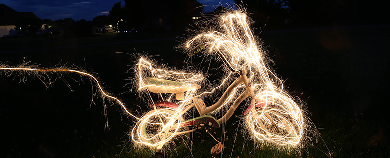 lightpainting contouren fiets