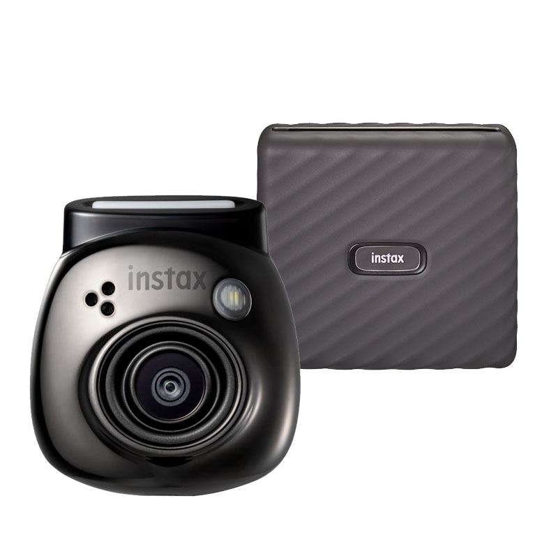 Fujifilm INSTAX PAL digital camera, Gem Black + printer Link WIDE, Mocha Gray