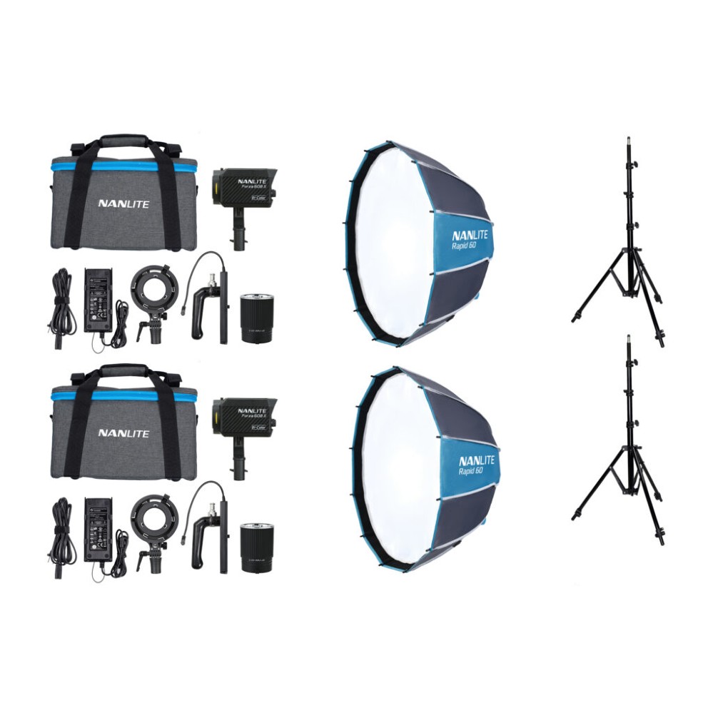 Nanlite Forza 60B II Bi-color LED dual kit (w/ light stand and softbox)