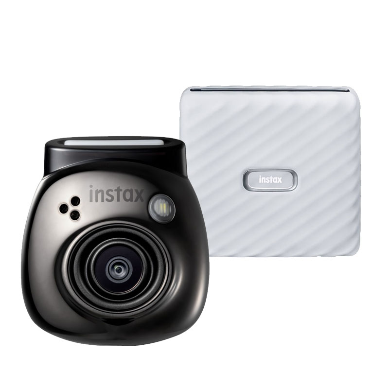 Fujifilm INSTAX PAL digital camera, Gem Black + printer Link WIDE, Ash White